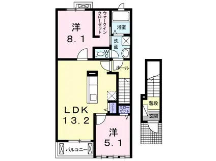 ベル ソレイユ II(2LDK/2階)の間取り写真