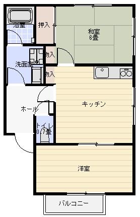 サンハイツ親園 A棟(2DK/1階)の間取り写真