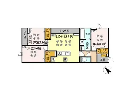 D-KISARIA WI(3LDK/1階)の間取り写真
