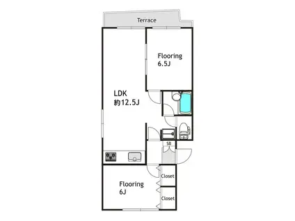 森ビル(2LDK/1階)の間取り写真