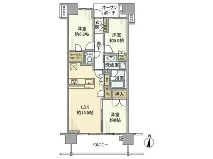 プラウド浦和仲町マークス(3LDK/9階)の間取り写真