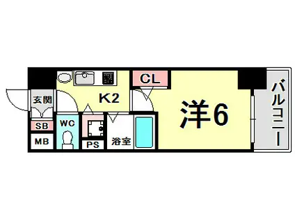 プレサンス三宮ルミネス(1K/9階)の間取り写真