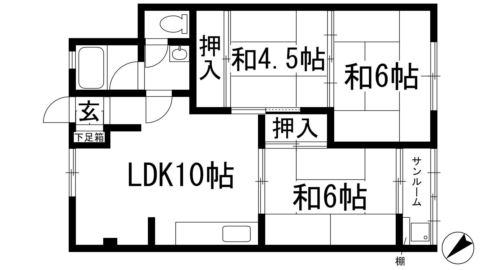 宝塚第一コーポラス(3LDK/2階)の間取り写真