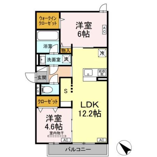 セレスティア新宿(2LDK/3階)の間取り写真