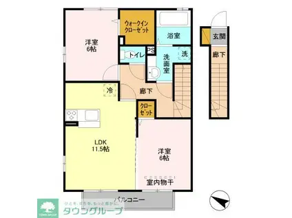 ROCHER(2LDK/2階)の間取り写真