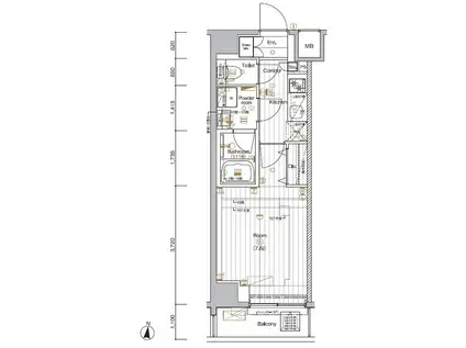 ザプレミアムキューブG潮見(1K/6階)の間取り写真