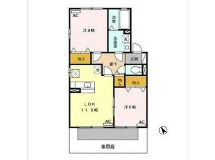 リビングタウン下地 E(2LDK/1階)の間取り写真