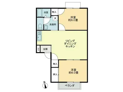フォブール吉峰IIB(2LDK/2階)の間取り写真
