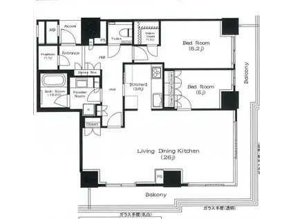 ザ・パークハウス神戸ハーバーランドタワー(2SLDK/14階)の間取り写真