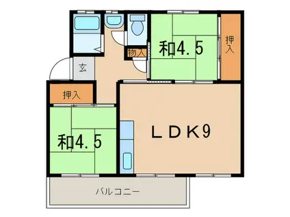 グランディア灘南通(2LDK/1階)の間取り写真