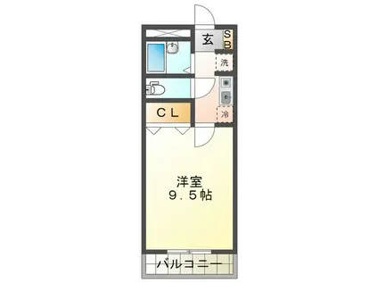 メゾンエルパティオ(1K/1階)の間取り写真
