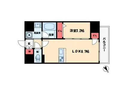 サザンクレストなんば南(1LDK/10階)の間取り写真