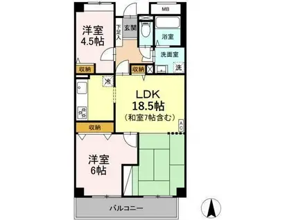 アクシス高砂(2LDK/5階)の間取り写真