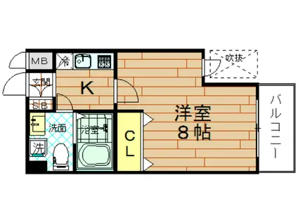 S-FORT西九条(1K/6階)の間取り写真