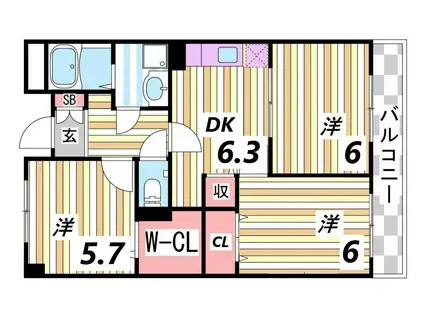 エレガントI(3DK/3階)の間取り写真