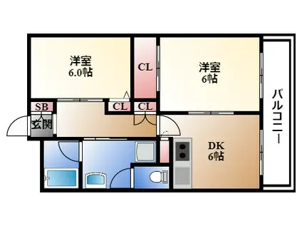 アーバンレジデンス吹上(2DK/2階)の間取り写真