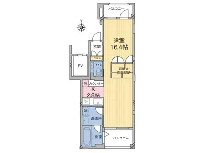 GRANDVERDE(ワンルーム/6階)の間取り写真