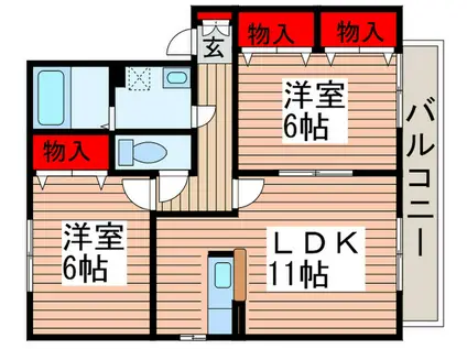 ヴィクトワールA(2LDK/2階)の間取り写真