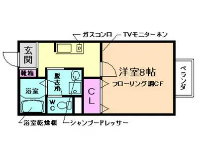 サクシードカワムラ(1K/1階)の間取り写真