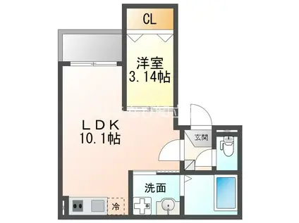 JACK HINODEII(1LDK/1階)の間取り写真