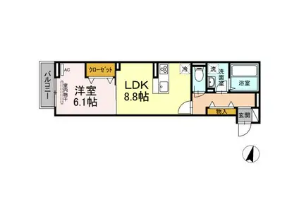 オリヴィエ西町(1LDK/2階)の間取り写真