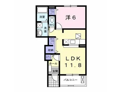  エクスナイズ(1LDK/1階)の間取り写真