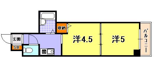 グローリー元町(2K/3階)の間取り写真