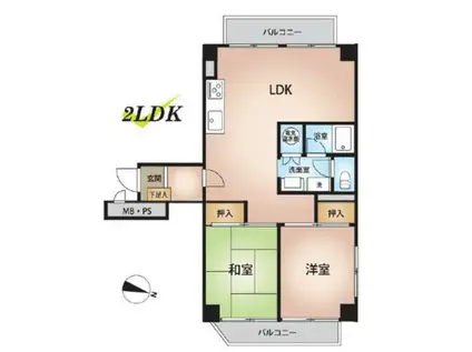 トーカングランドマンション音羽(2LDK/6階)の間取り写真