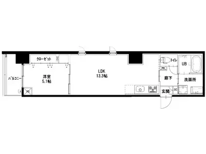 椿荘(1LDK/7階)の間取り写真