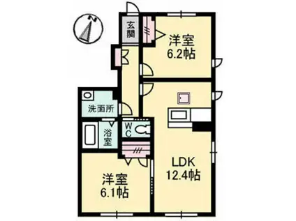 フォレスト ビレッジ(2LDK/1階)の間取り写真