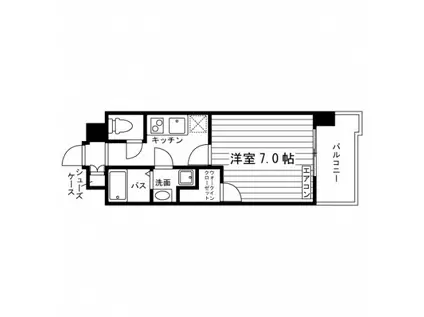 ベル・ヴィータ(1K/4階)の間取り写真