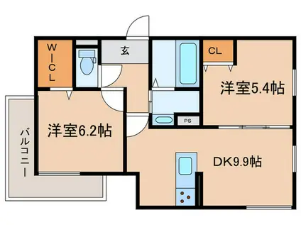 上甲子園廣和レジデンス(2DK/2階)の間取り写真