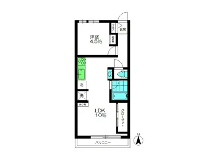 清明ハイツ(1LDK/2階)の間取り写真