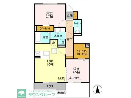 サンルミエールB(2LDK/1階)の間取り写真