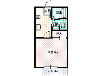プレミールC(1K/1階)の間取り写真