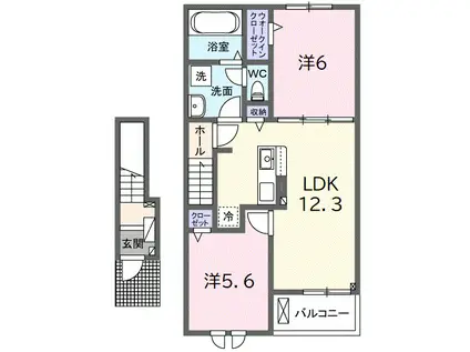 グランデフォルトーネA(2LDK/2階)の間取り写真
