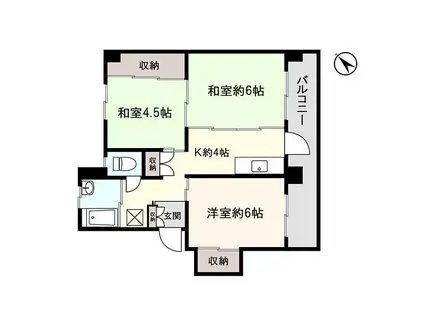 アシスト秋田マンションI(3K/4階)の間取り写真