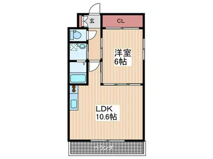 KハイツIII(1LDK/1階)の間取り写真