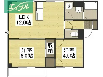 プラドールII(2LDK/2階)の間取り写真