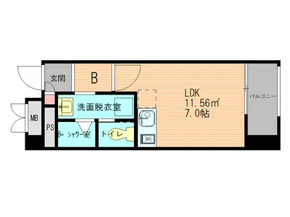 PARK SIDE VILLAGE RAY(ワンルーム/3階)の間取り写真