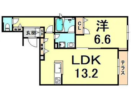 ルミソル(1LDK/1階)の間取り写真