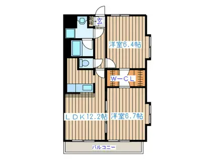 ハバードリーム6番館(2LDK/6階)の間取り写真