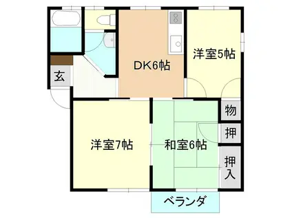 オーロラヒル(3DK/2階)の間取り写真