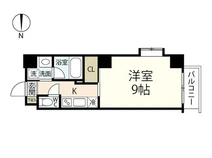 カーサオランダ通(1K/3階)の間取り写真