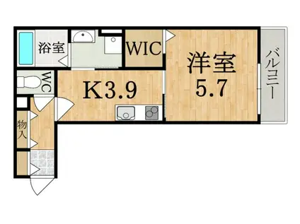 クレアール学園中(1K/1階)の間取り写真