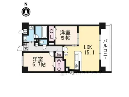 メゾングロリア(2LDK/5階)の間取り写真