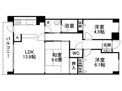 セントレアカマ V(3LDK/8階)の間取り写真