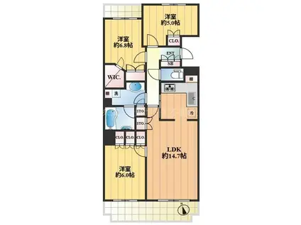 西台パークホームズ(3LDK/11階)の間取り写真