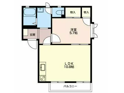 カーサ大井 A(1LDK/2階)の間取り写真