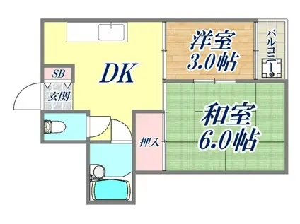 ハイツ永沢(2DK/3階)の間取り写真